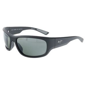 Maui Jim MJ0682S-001 Sleek Black Rectangular Wrap Gradient Grey Polarized